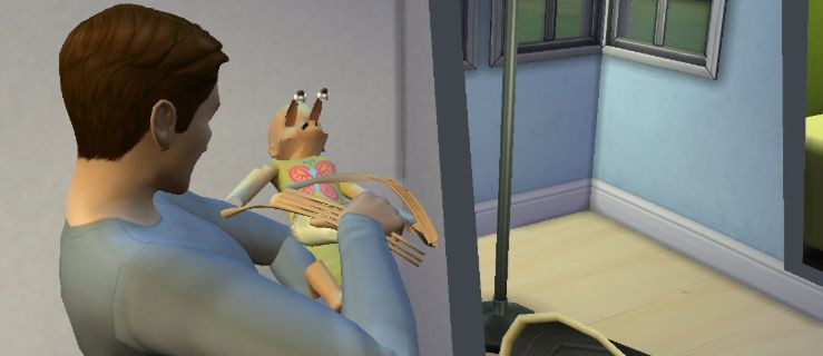 Sims 4 Character holding a glitched baby 