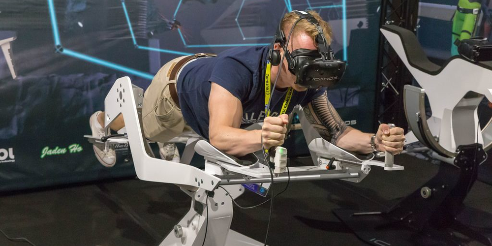 VR man on vr simulator